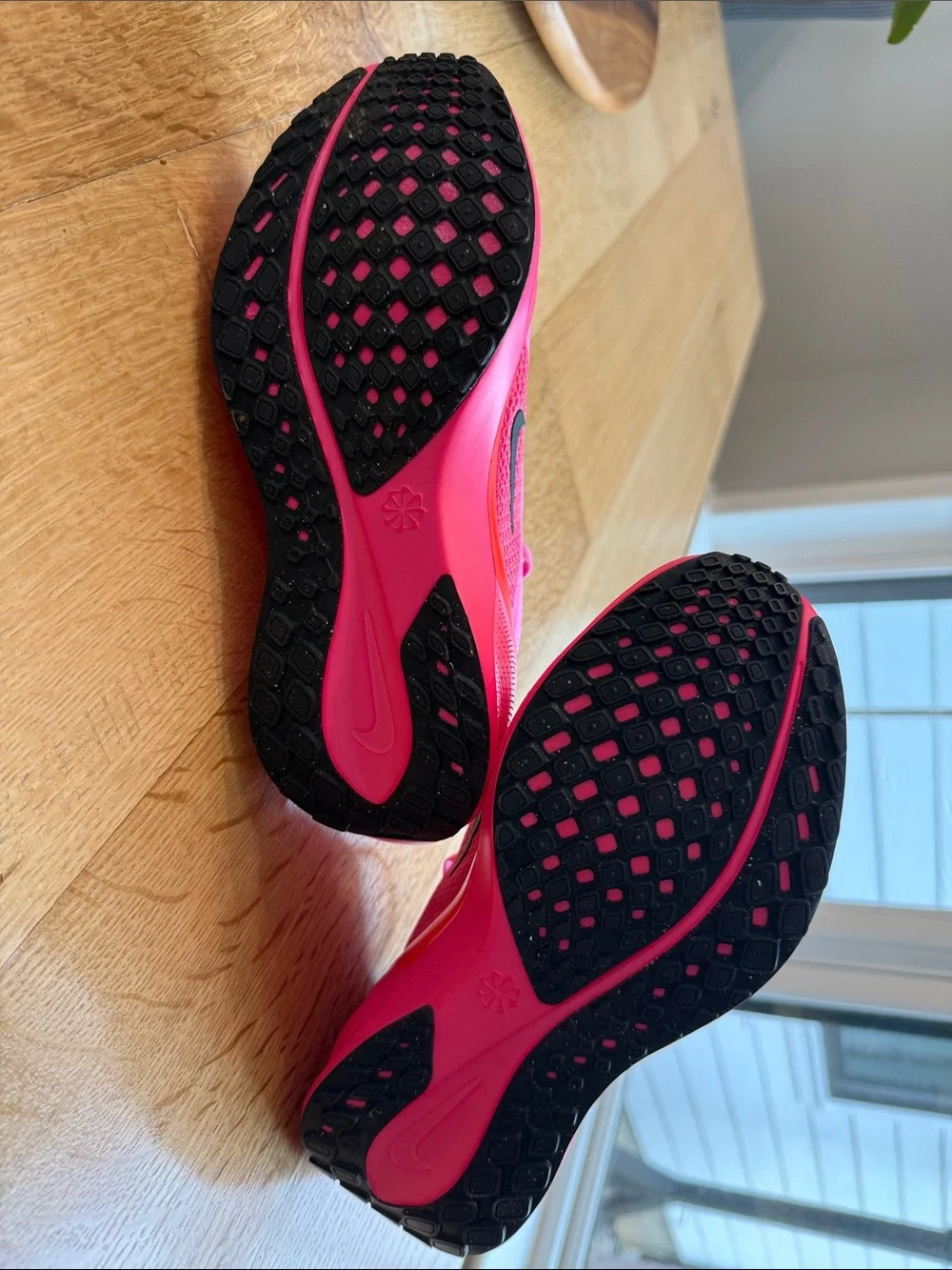 Nike Women's Hot Pink Running Sneakers with Black Swoosh